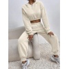 Kadın Beli Lastikli üst Uzun Kollu Crop Alt Pijama Ikili Takım