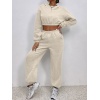 Kadın Beli Lastikli üst Uzun Kollu Crop Alt Pijama Ikili Takım