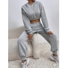 Kadın Beli Lastikli üst Uzun Kollu Crop Alt Pijama Ikili Takım