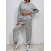 Kadın Beli Lastikli üst Uzun Kollu Crop Alt Pijama Ikili Takım
