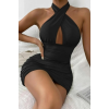 Bella Notte Siyah Çapraz Boyun Detaylı Mini Elbise 5004