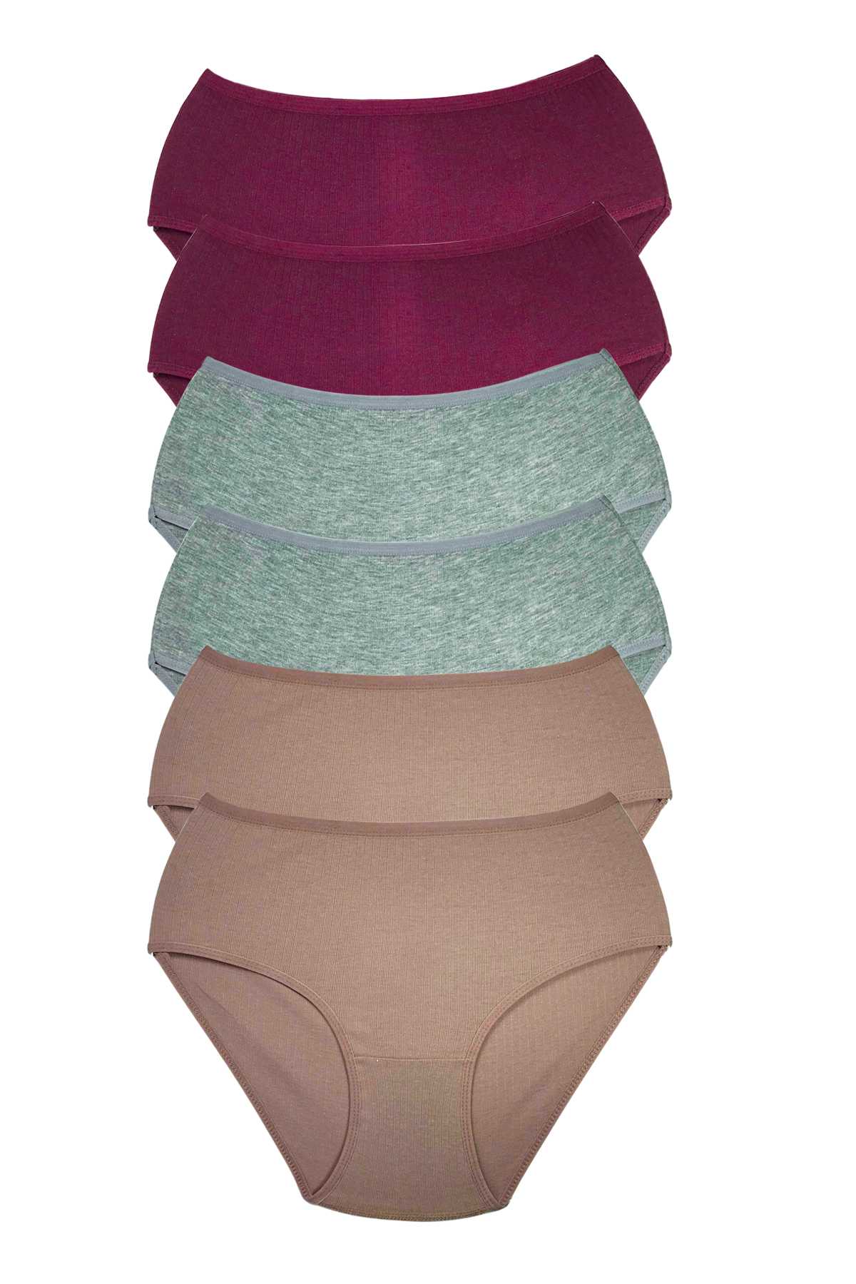 6 Adet Kadın Yüksek Bel Ribana Bato Külot görsel 1