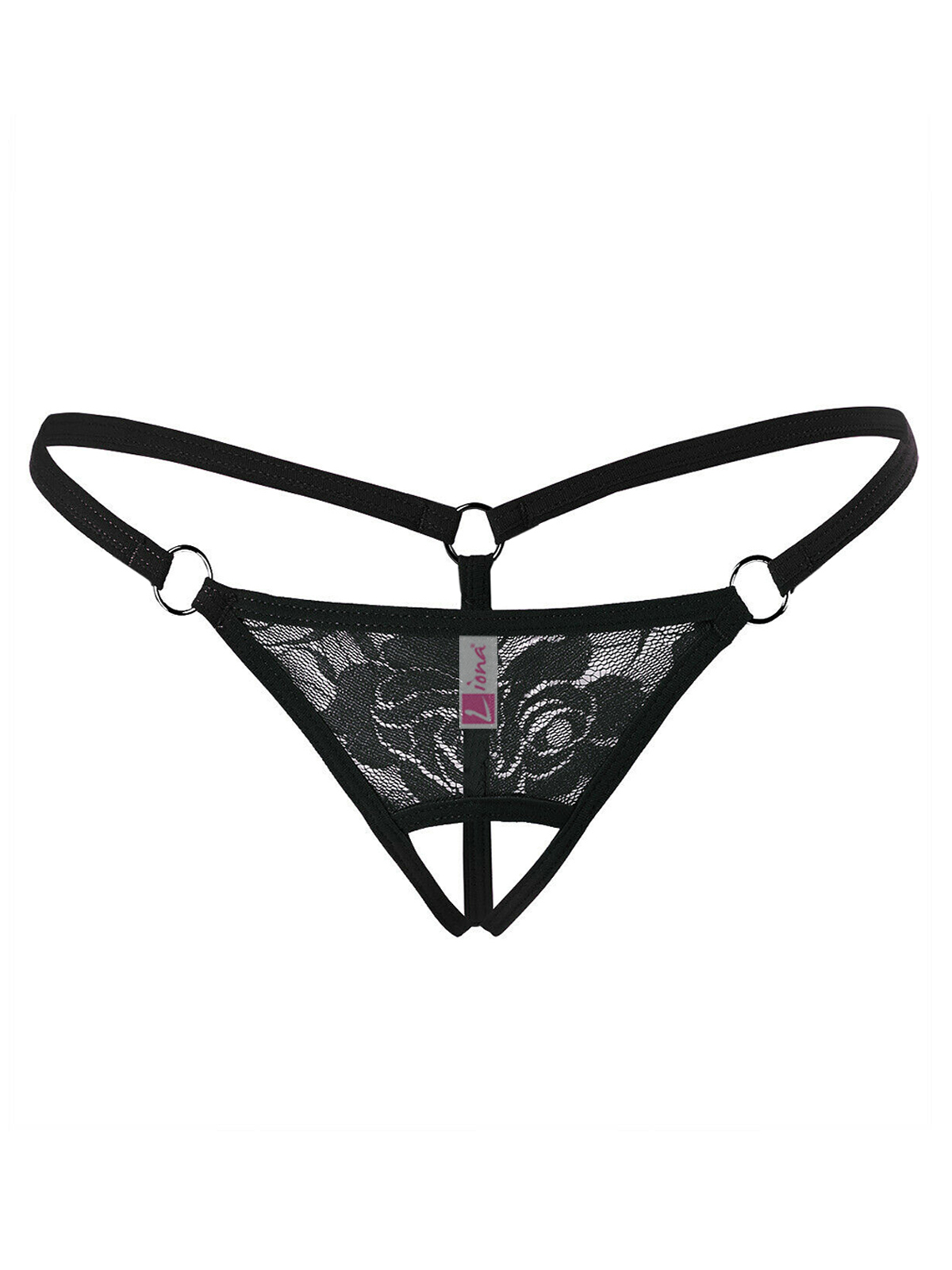Ağı Açık Siyah Dantelli  İç Çamaşırı G String
