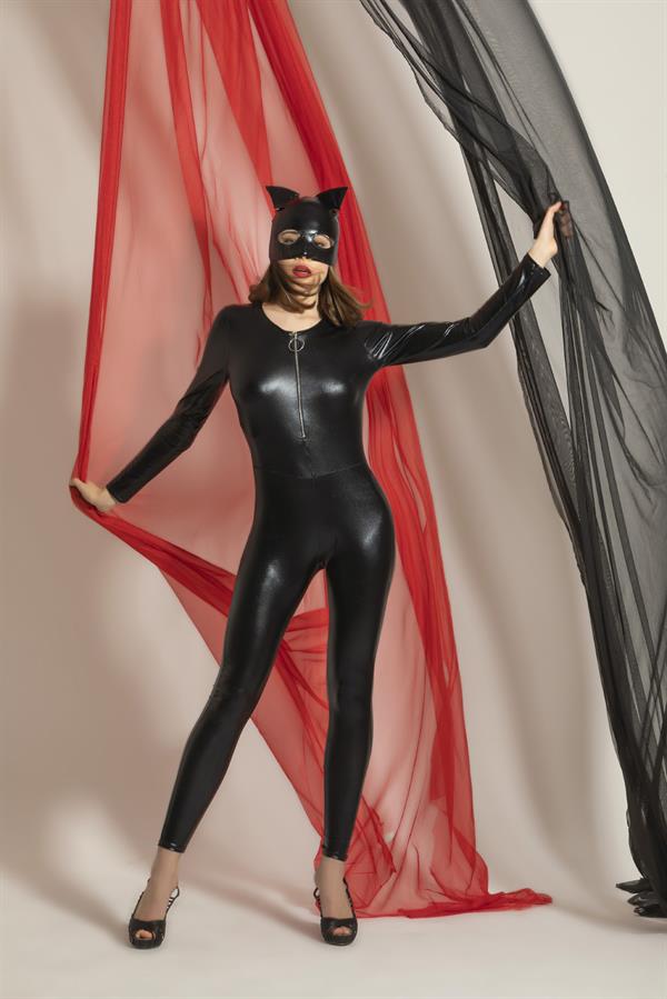 Fantezi Deri Kedi Kız Kostümü Siyah (brf6330) görsel 1