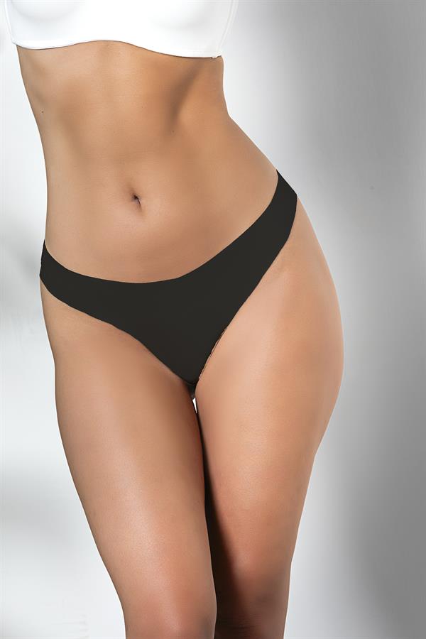 3'Lü Paket Dikişsiz, İz Yapmaz, Lazer Kesim, String Külot Siyah (Brf21262)