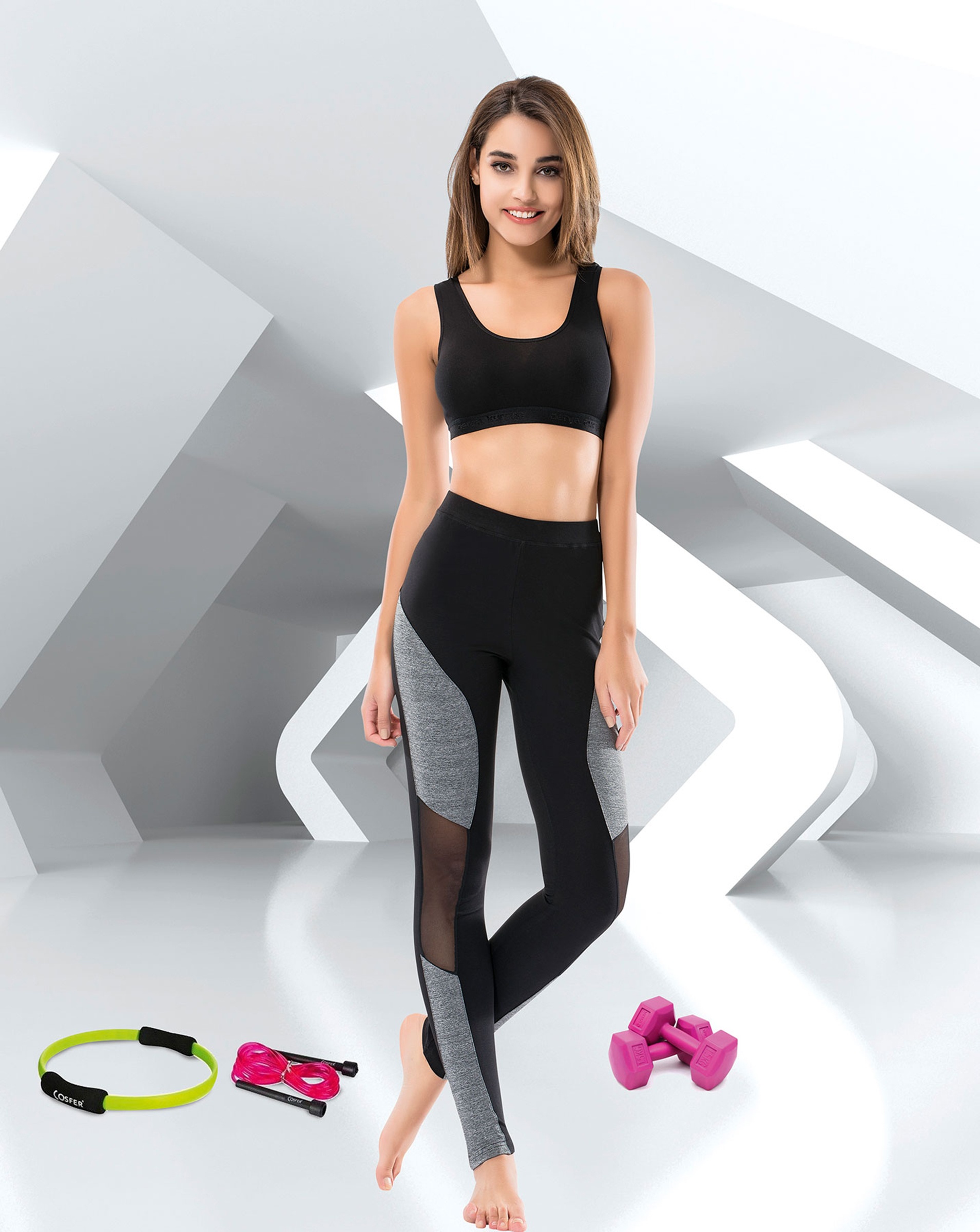 Transparan Sporcu Kadın Tayt 0546 görsel 1