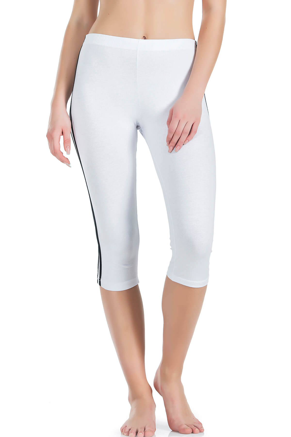 Çizgili Kadın Kapri Tayt 0534 görsel 1