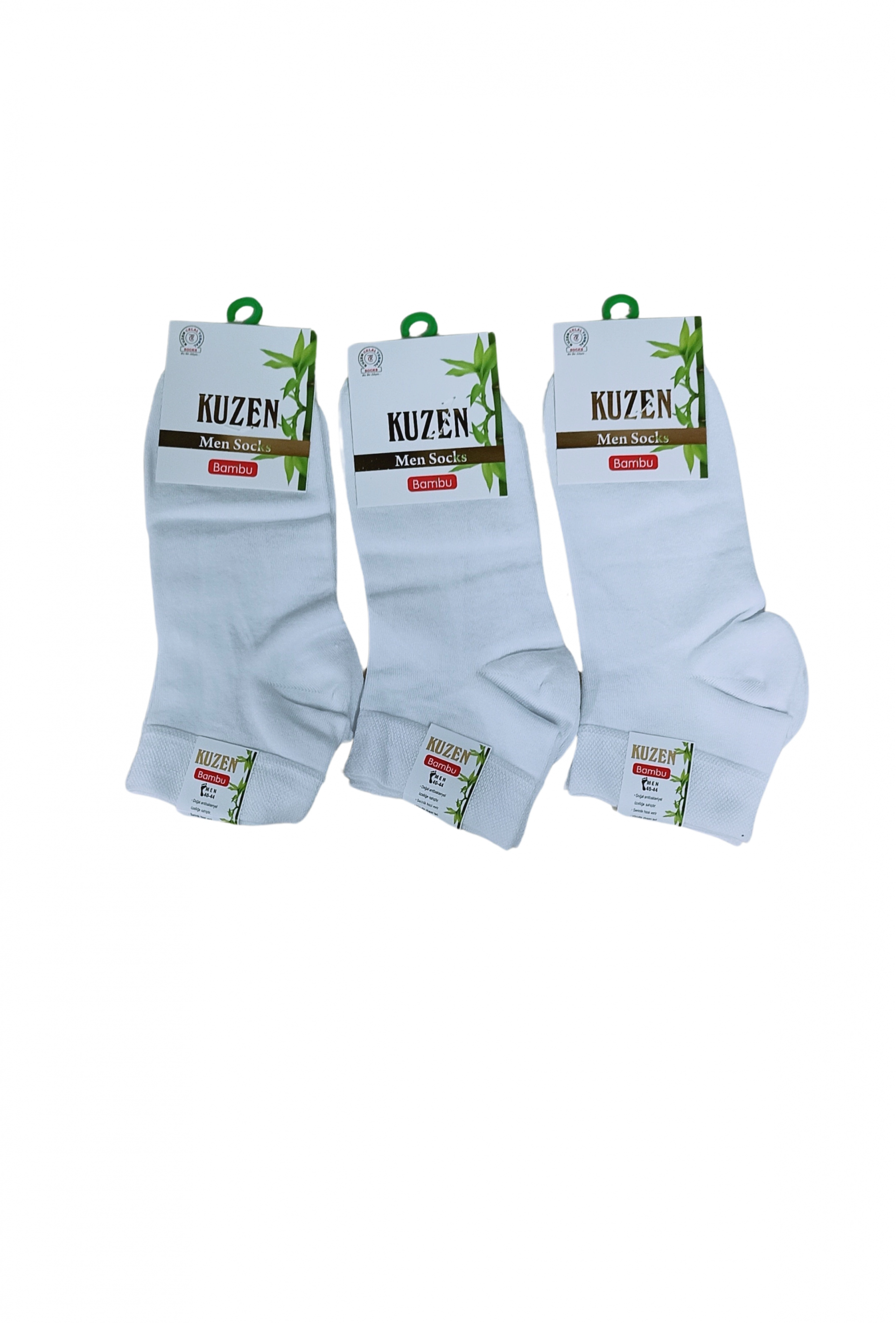 Kuzen Dikişsiz Yarım Konç Beyaz Bambu Erkek Çorap 12 Adet görsel 1