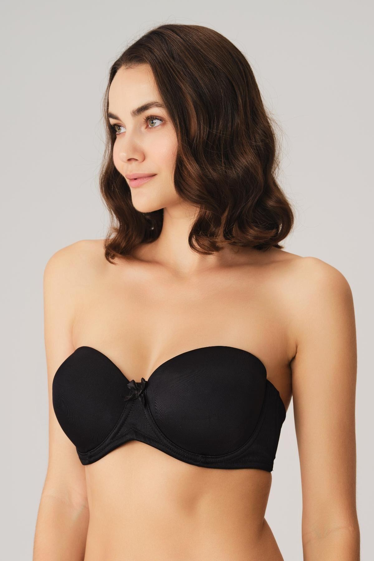 Balenli Desteksiz Dolgusuz Askısız Straplez Yumuşak Süngerli Günlük Klasik T-shirt Sütyeni görsel 1