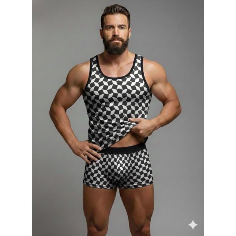 Erkek Desenli Tank Top Boxer Takım görsel 1