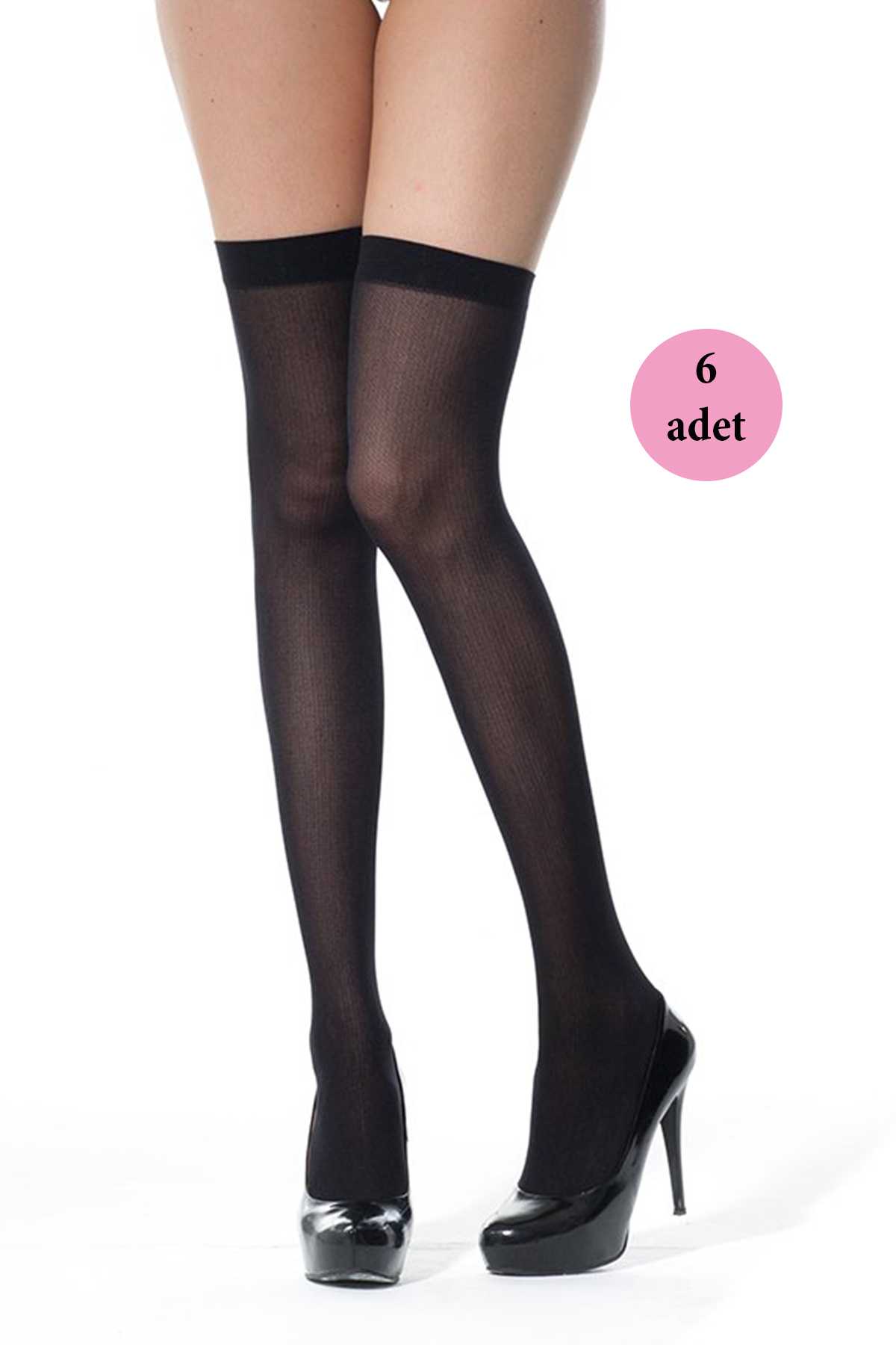 6 Adet Mus Kaçmaz Lastikli Çorap 70 Denye 500 Siyah - 1