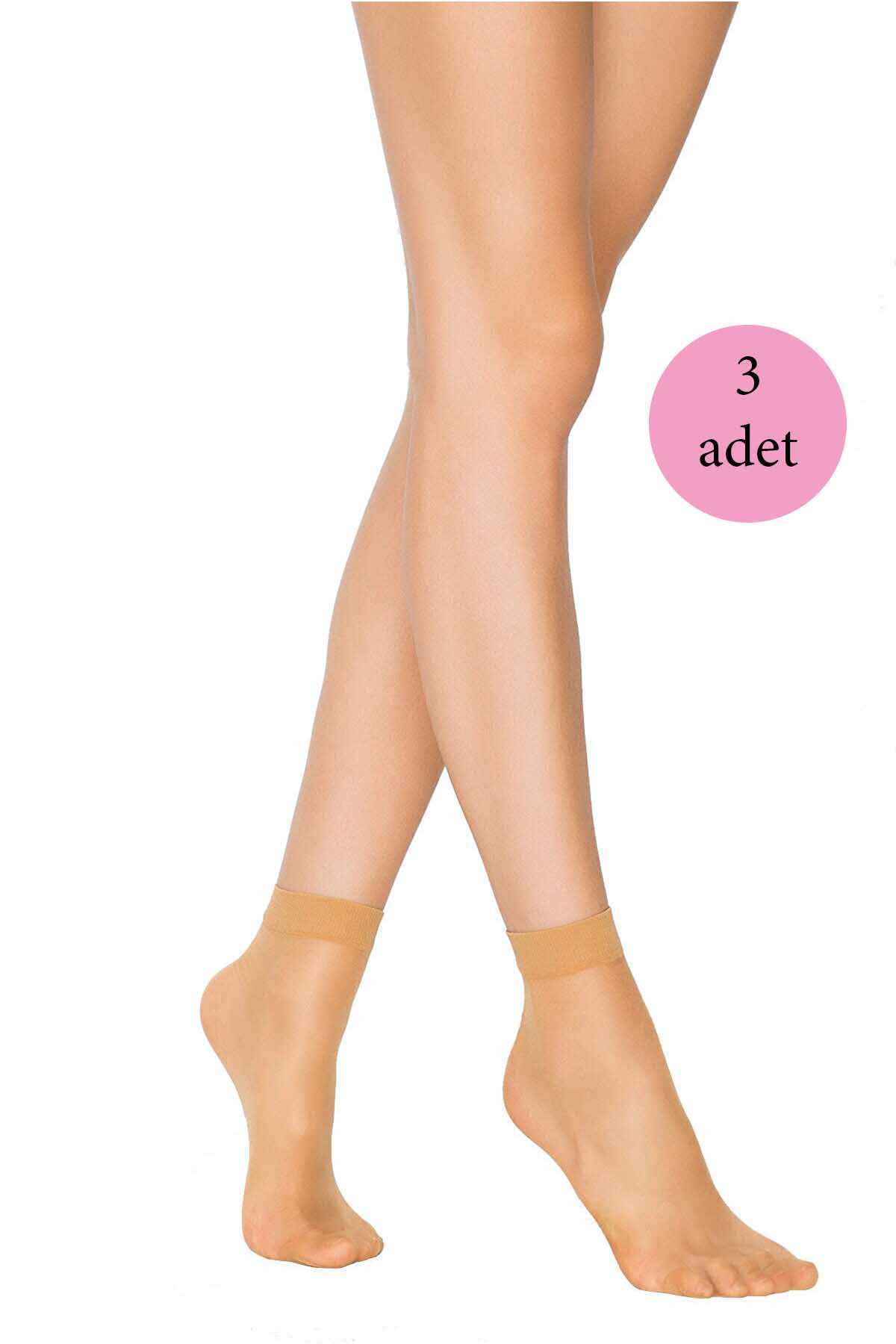 3 Adet Fit 15 Soket Ince Parlak Kısa Çorap Ten görsel 1