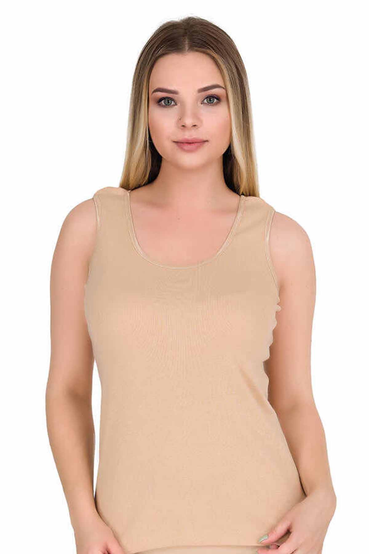 Geniş Askılı Elestan Likralı Kadın Atlet Ten 2127b görsel 1