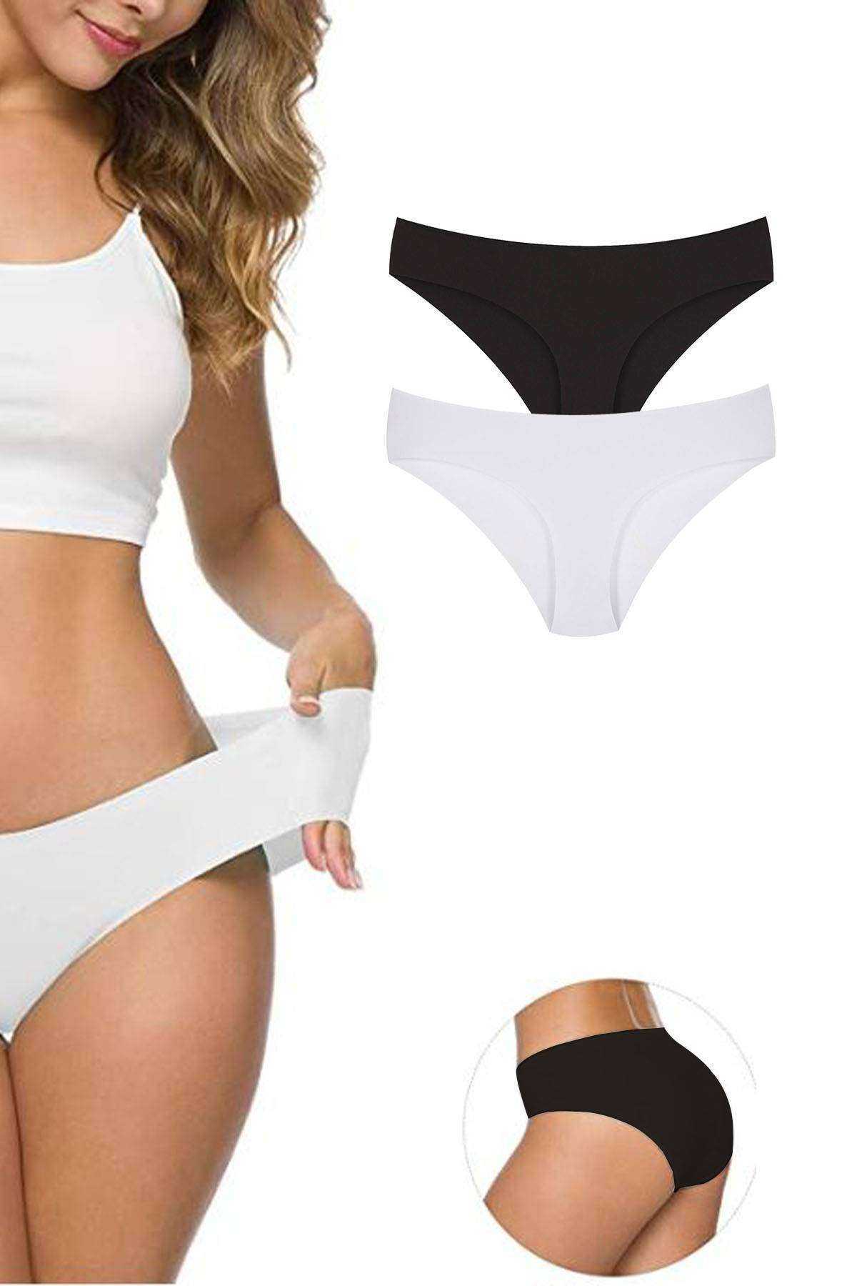 2 Adet Kadın Dikişsiz Lazer Kesim Esnek İz Yapmayan Külot S1 görsel 1