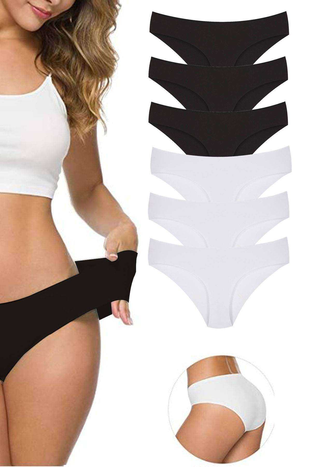 6 Adet Kadın Dikişsiz Lazer Kesim Esnek İz Yapmayan Külot S1 görsel 1