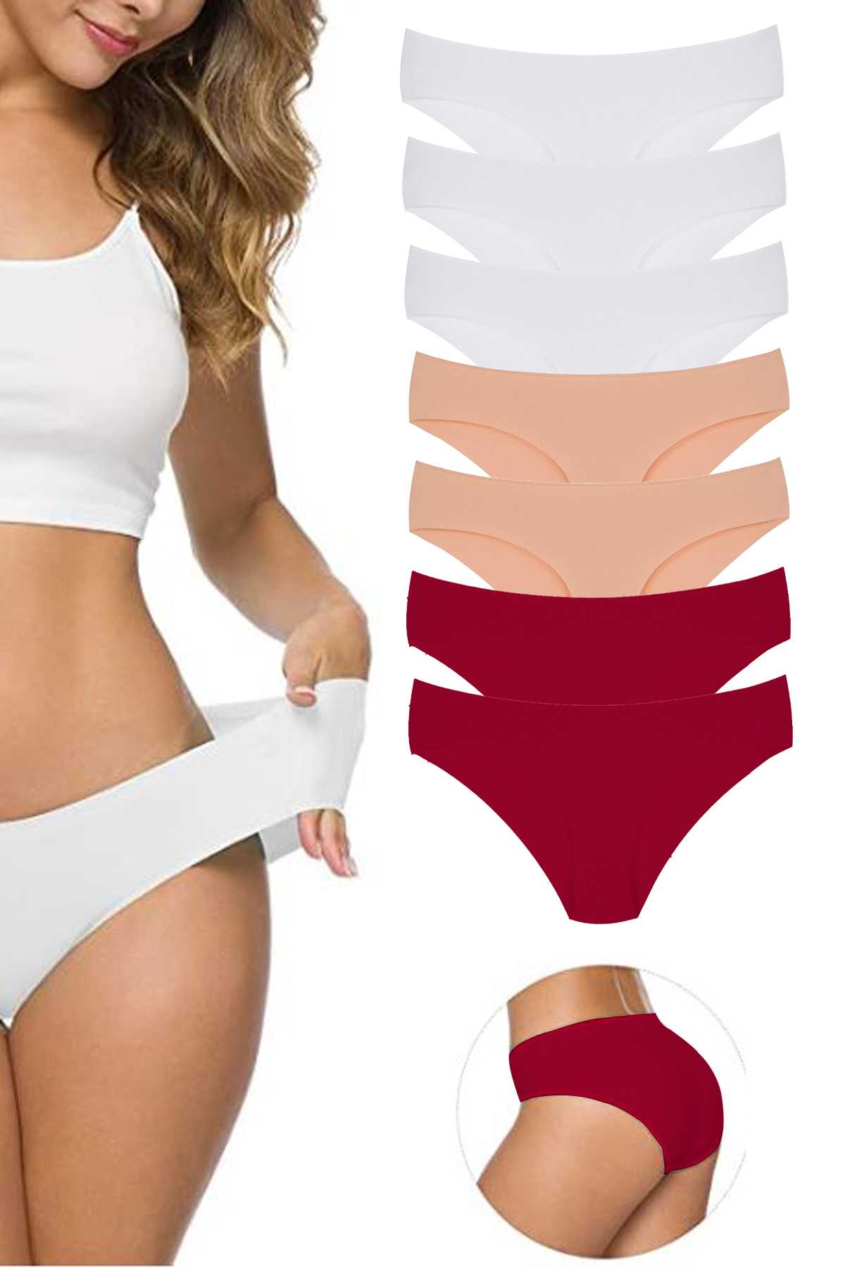 7 Adet Kadın Dikişsiz Lazer Kesim Esnek İz Yapmayan Külot