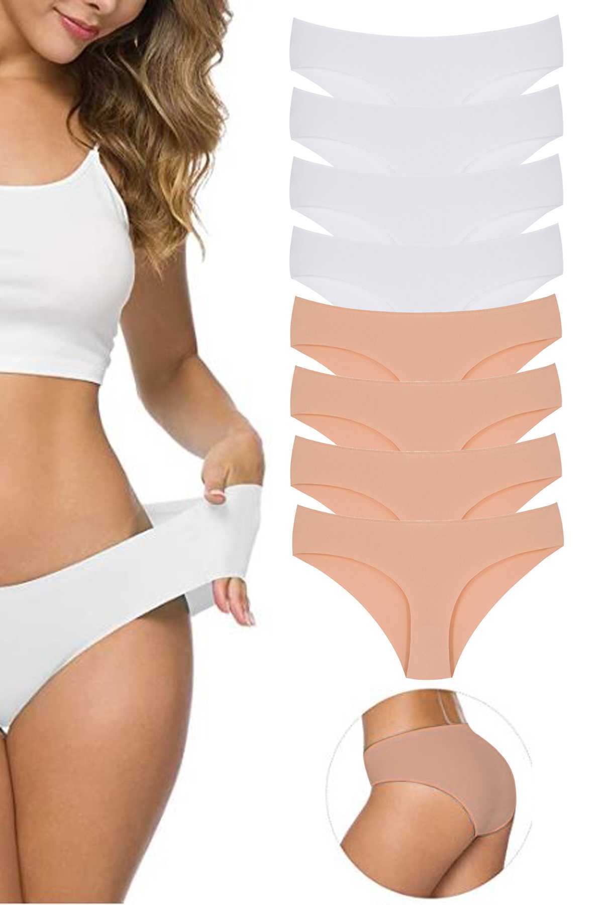 8 Adet Kadın Dikişsiz Lazer Kesim Esnek İz Yapmayan Külot S3 görsel 1