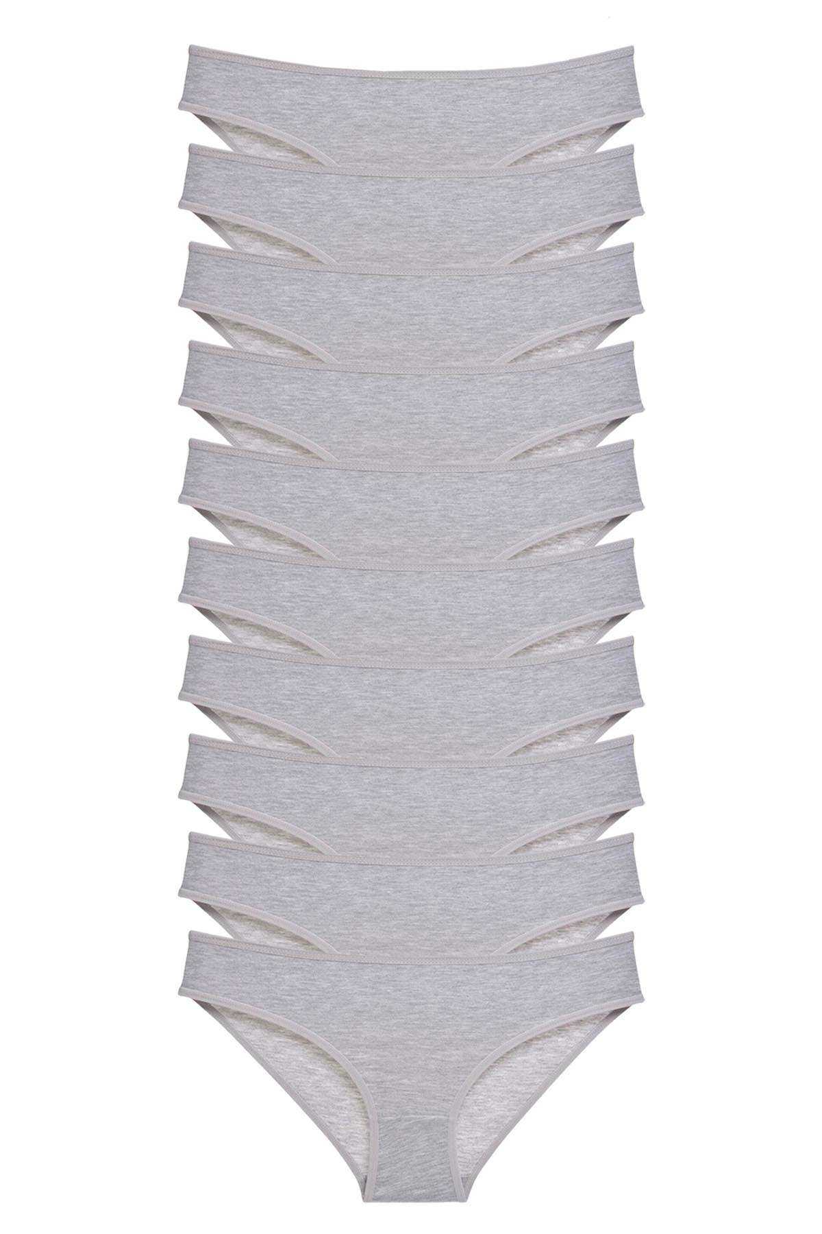 10 Adet Süper Eko Set Likralı Kadın Slip Külot Gri görsel 1