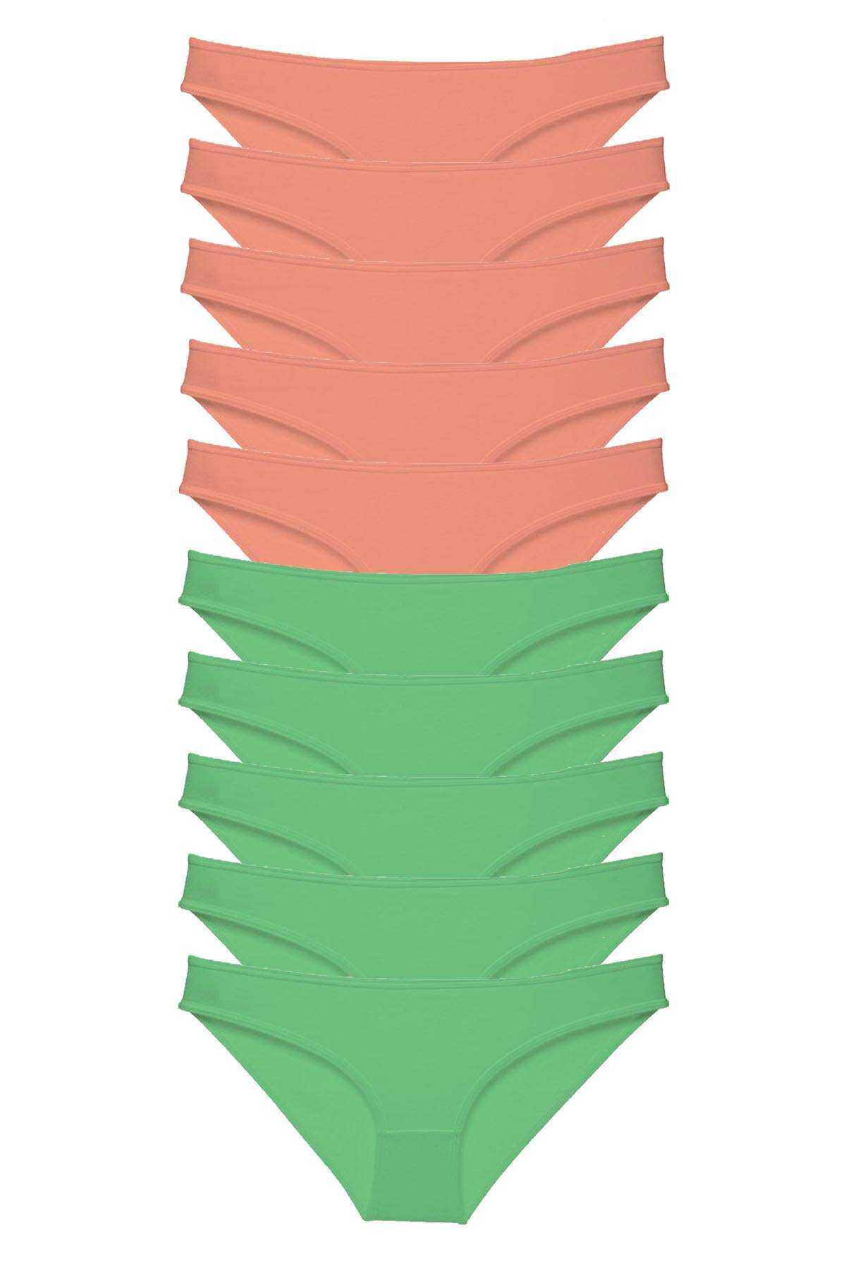 10 Adet Eko Set Likralı Kadın Slip Külot Pudra Yeşil görsel 1