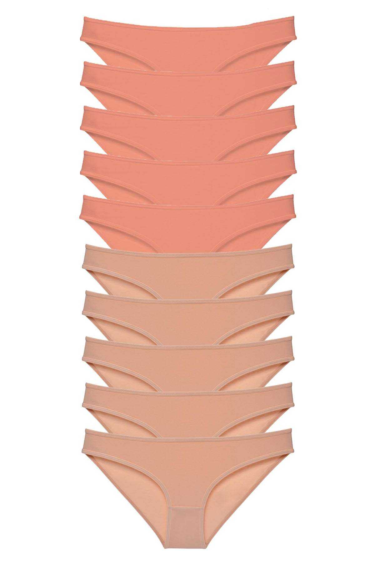 10 Adet Süper Eko Set Likralı Kadın Slip Külot Pudra Ten görsel 1