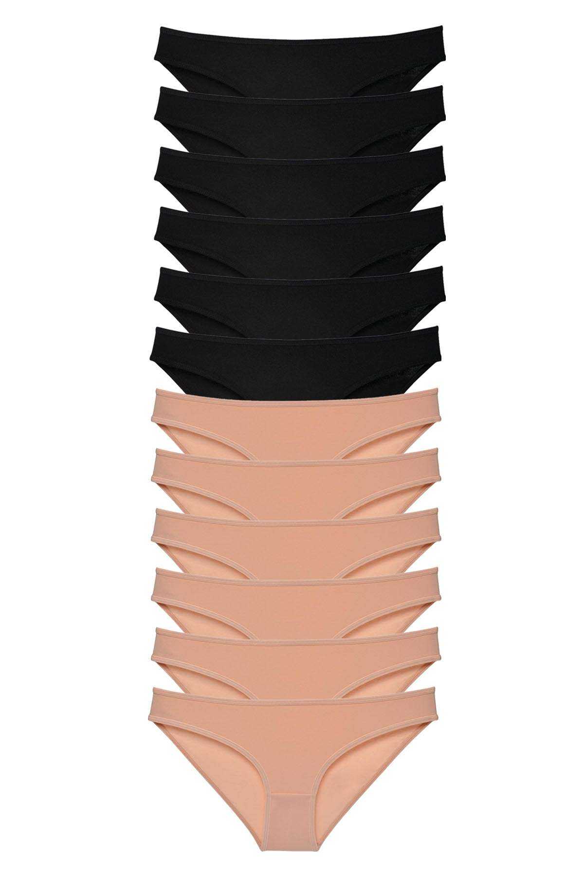 12 Adet Süper Eko Set Likralı Kadın Slip Külot Siyah Ten görsel 1