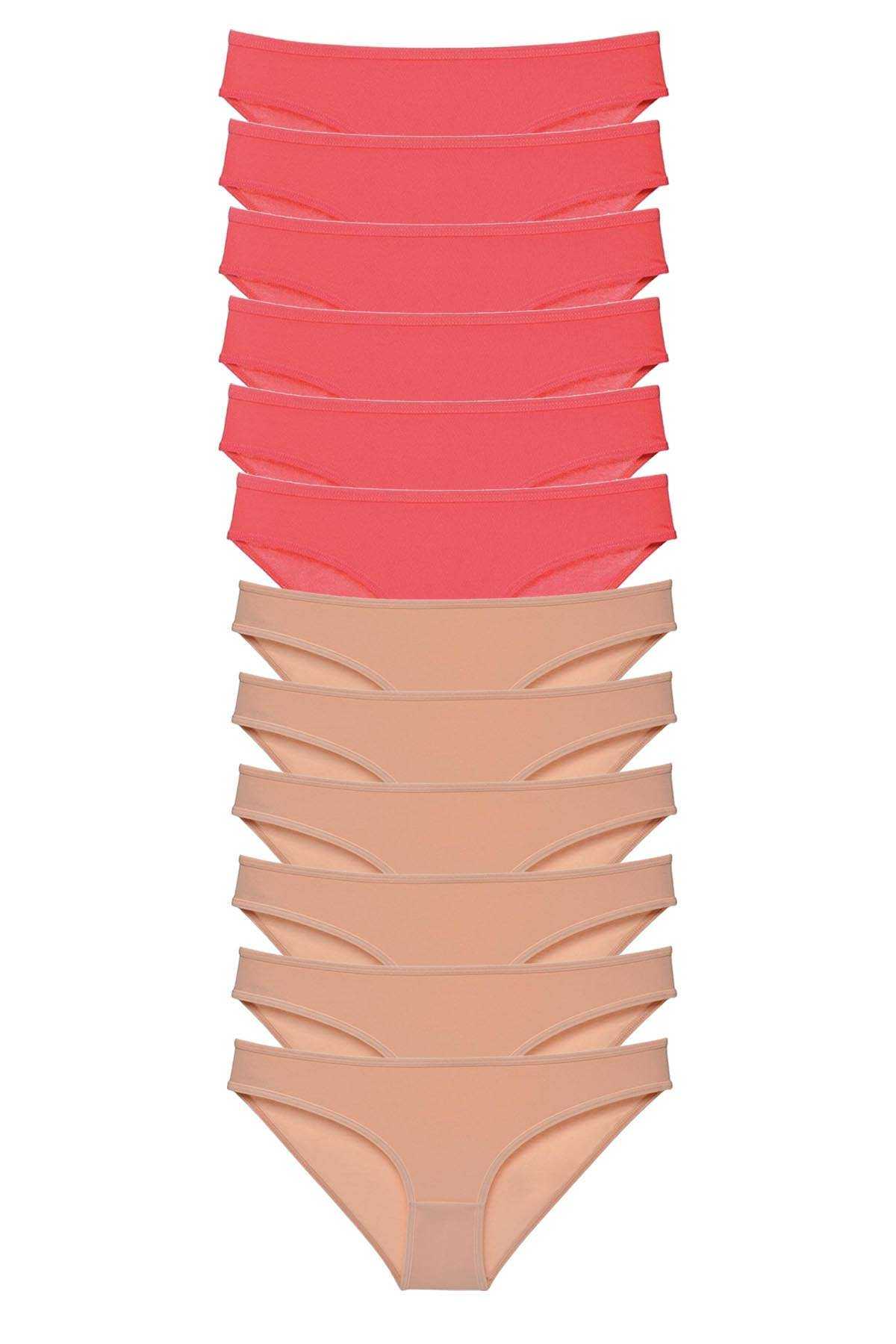 12 Adet Süper Eko Set Likralı Kadın Slip Külot Fuşya Ten görsel 1