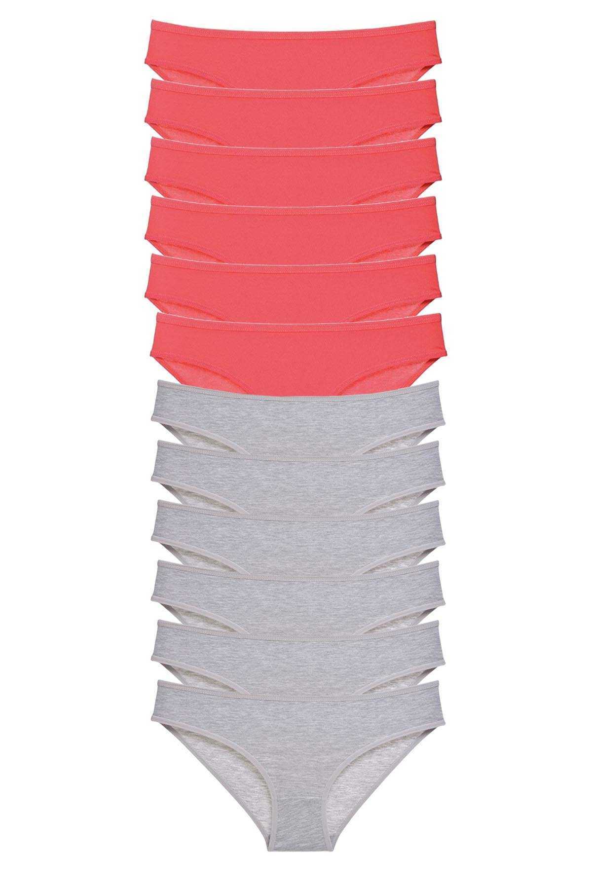 12 Adet Süper Eko Set Likralı Kadın Slip Külot Fuşya Gri görsel 1