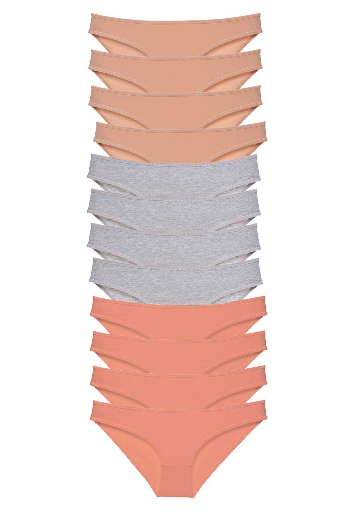 12 Adet Süper Eko Set Likralı Kadın Slip Külot Ten Gri Pudra görsel 1