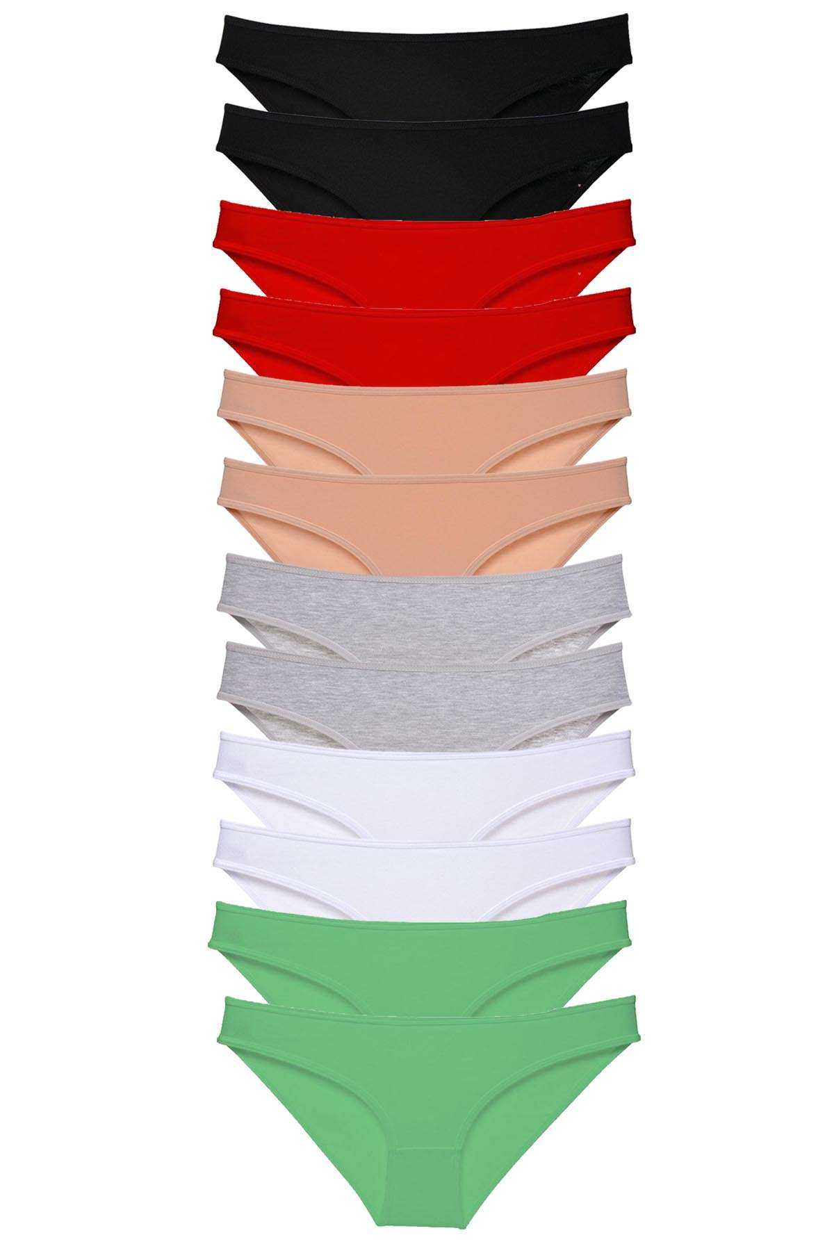 12 Adet Süper Eko Set Likralı Kadın Slip Külot Set 2 görsel 1