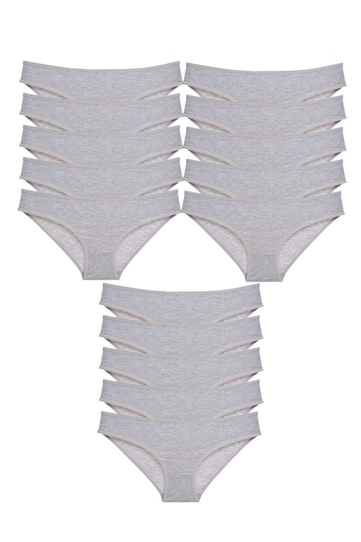 15 Adet Süper Eko Set Likralı Kadın Slip Külot Gri görsel 1
