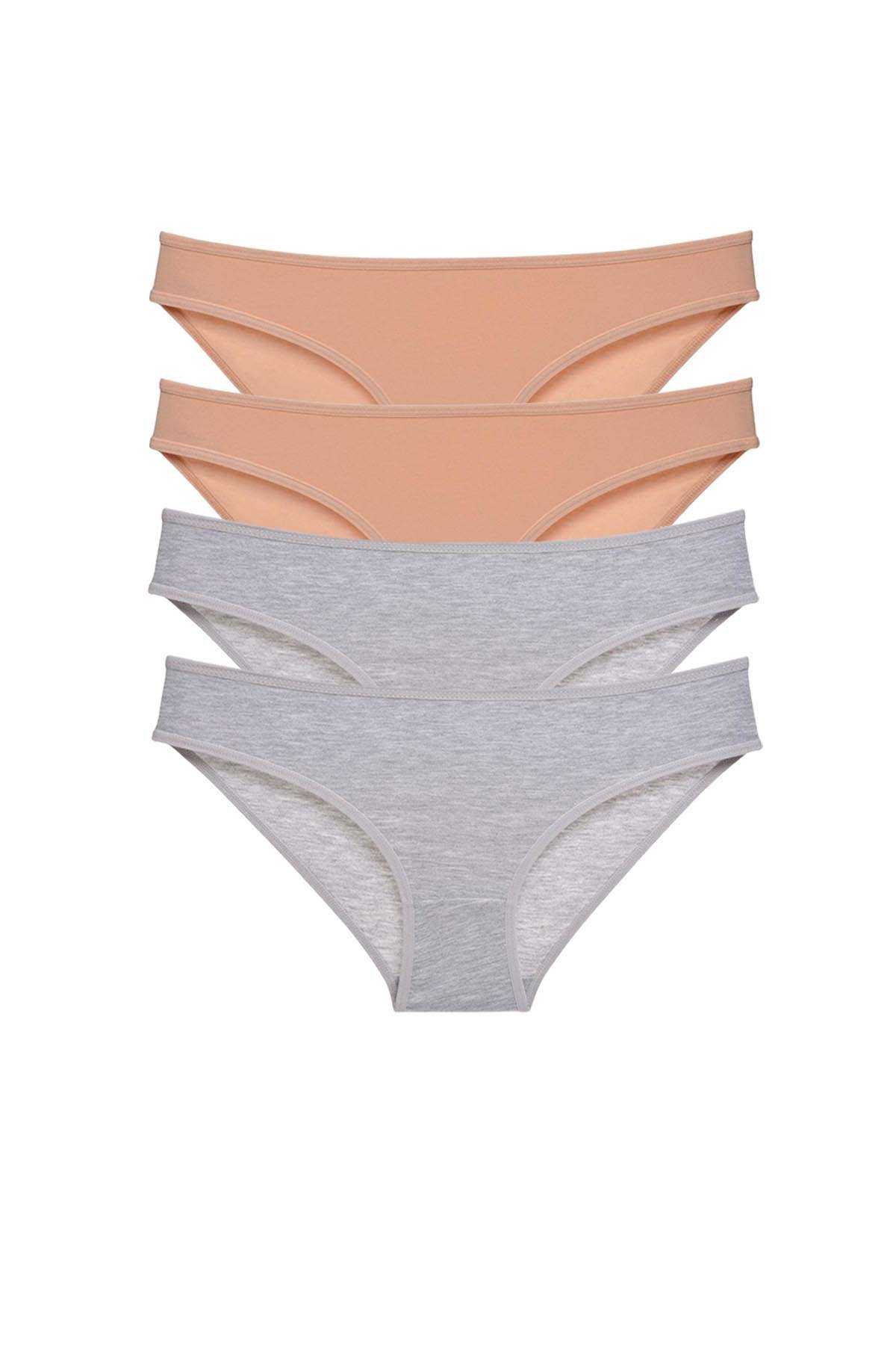 4 Adet Süper Eko Set Likralı Kadın Slip Külot Ten Gri görsel 1