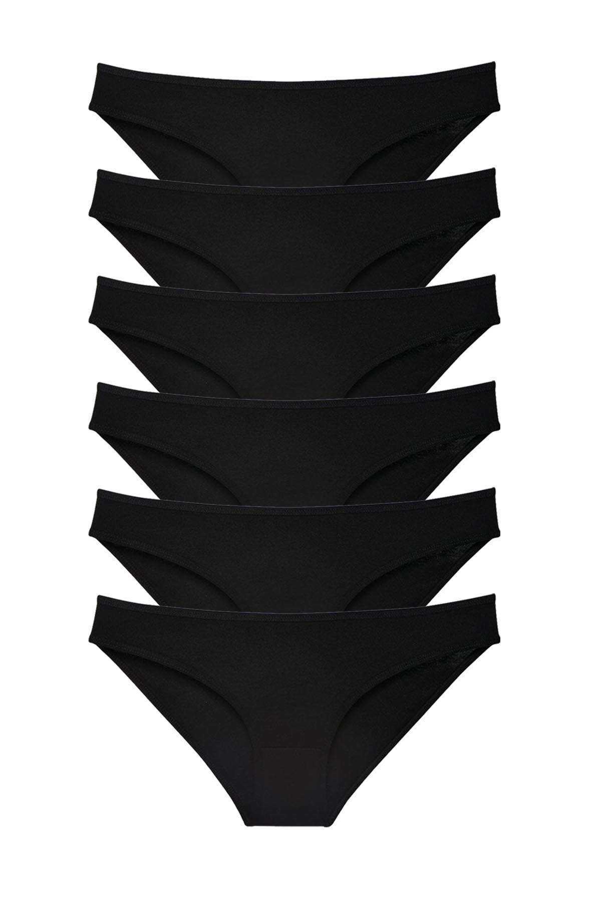 6 Adet Süper Eko Set Likralı Kadın Slip Külot Siyah görsel 1