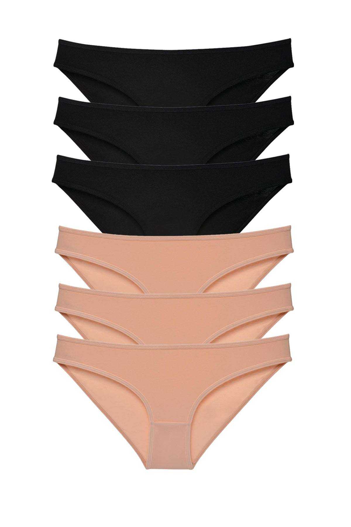 6 Adet Süper Eko Set Likralı Kadın Slip Külot Siyah Ten görsel 1