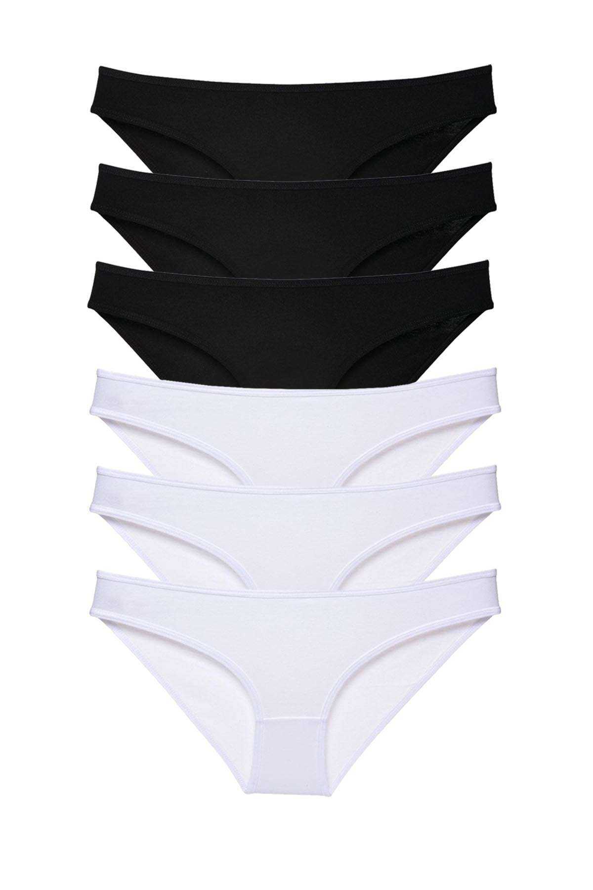 6 Adet Eko Set Likralı Kadın Slip Külot Siyah Beyaz görsel 1