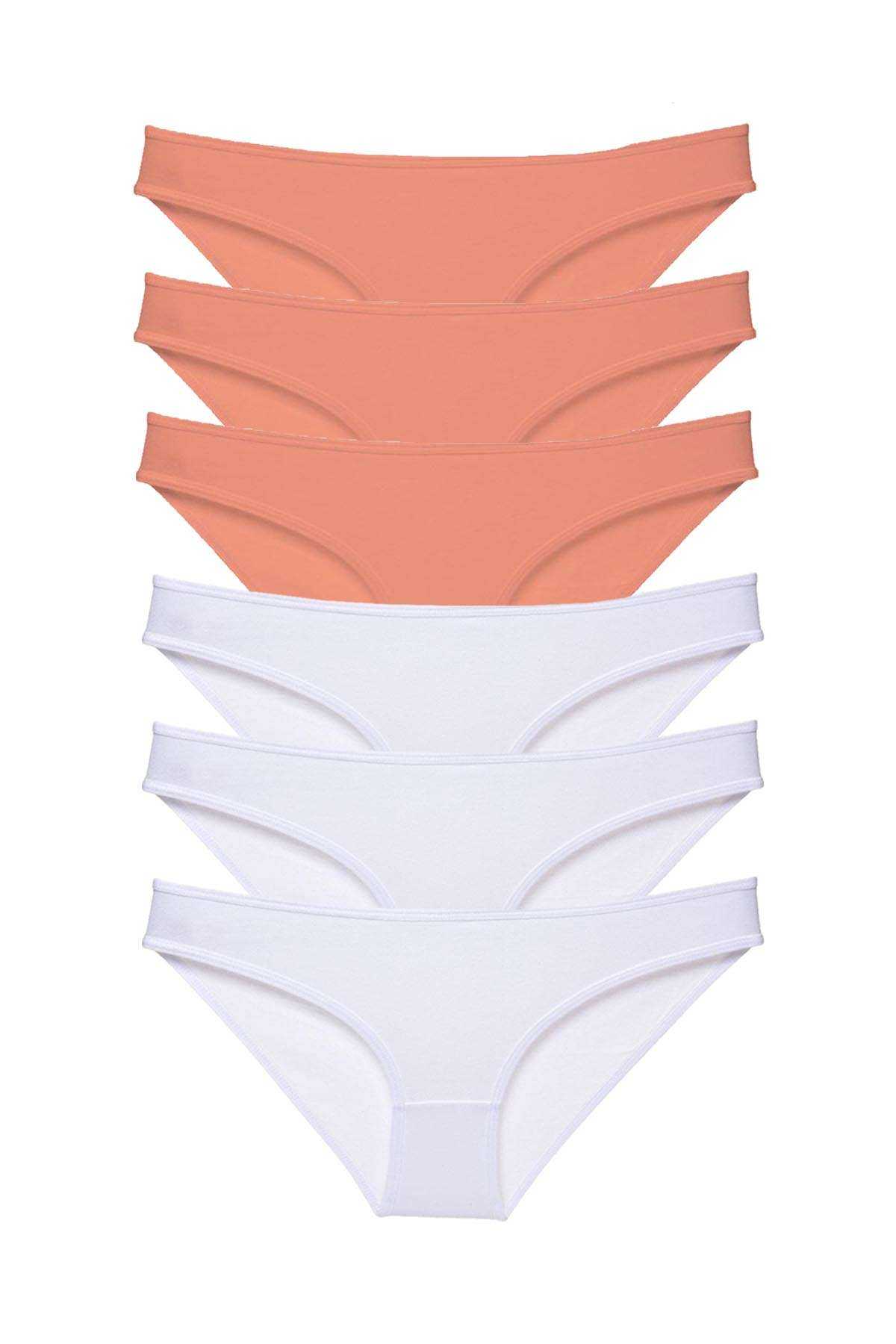 6 Adet Eko Set Likralı Kadın Slip Külot Pudra Beyaz görsel 1