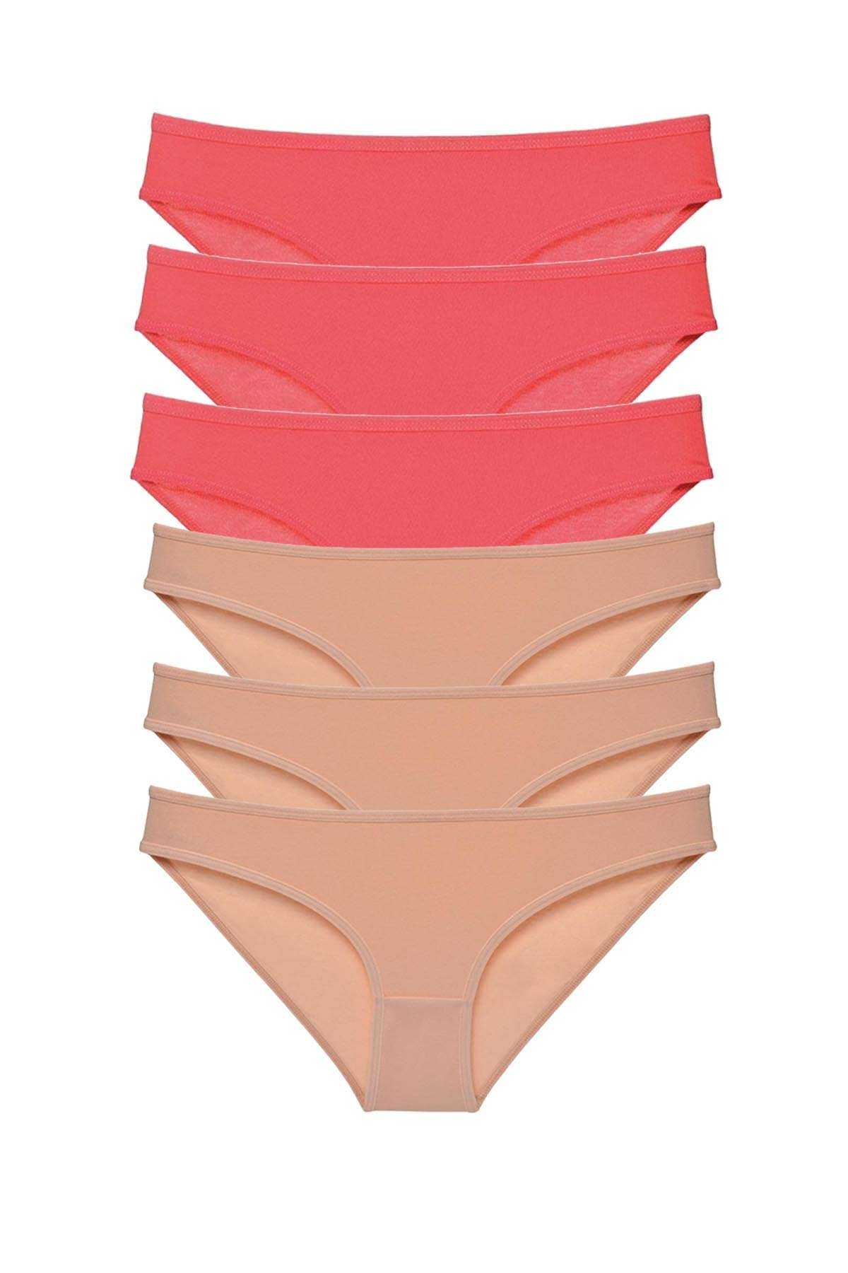 6 Adet Süper Eko Set Likralı Kadın Slip Külot Fuşya Ten görsel 1