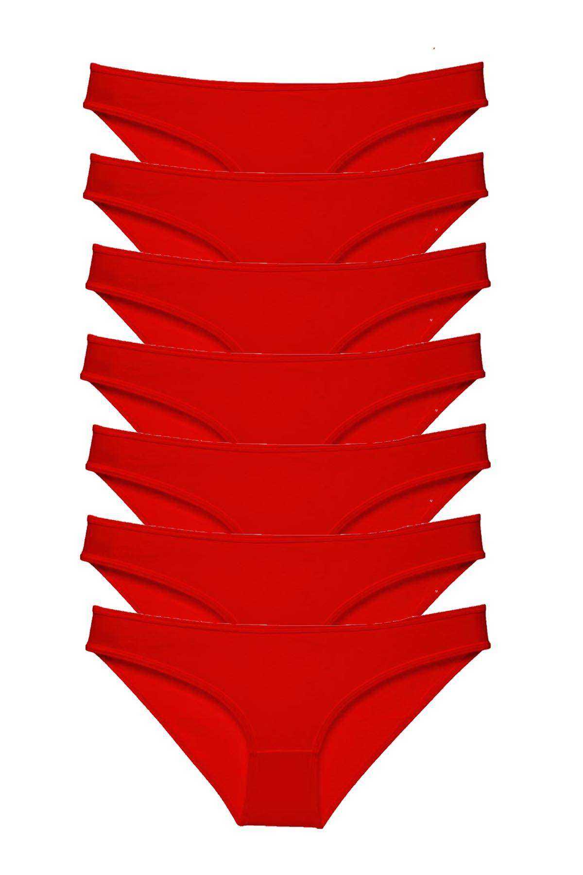 7 Adet Süper Eko Set Likralı Kadın Slip Külot Kırmızı görsel 1