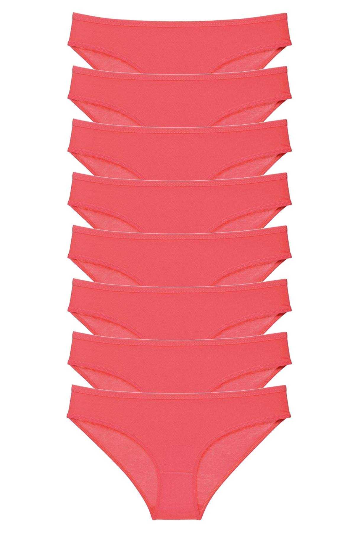 8 Adet Süper Eko Set Likralı Kadın Slip Külot Fuşya görsel 1