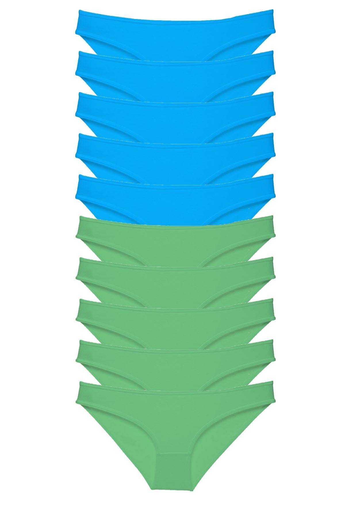 10 Adet Süper Eko Set Likralı Kadın Slip Yeşil Mavi görsel 1