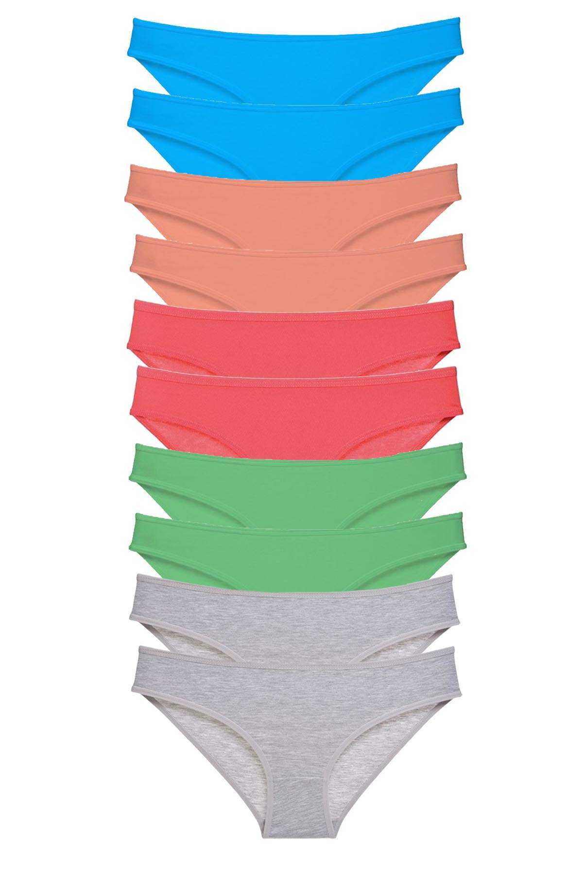 10 Adet Süper Eko Set Likralı Kadın Slip Gri Pudra Yeşil Fuşya Mavi görsel 1