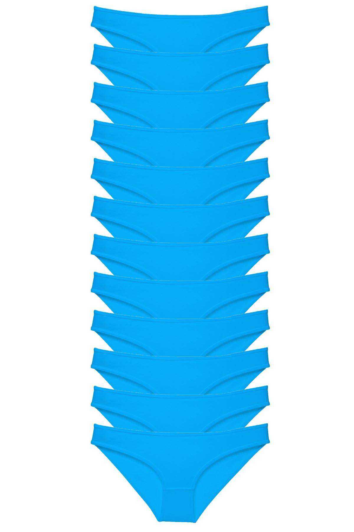 12 Adet Süper Eko Set Likralı Kadın Slip Külot Mavi görsel 1