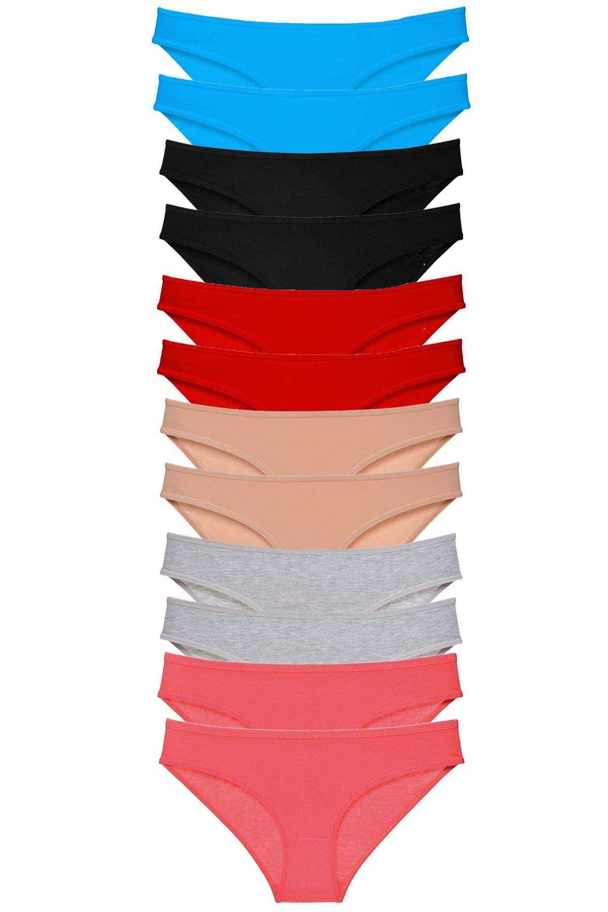 12 Adet Eko Set Likralı Kadın Slip Külot Çok Renkli 3 görsel 1