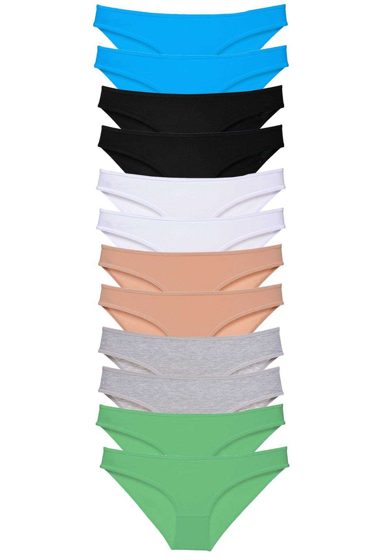 12 Adet Eko Set Likralı Kadın Slip Külot Çok Renkli 5 görsel 1