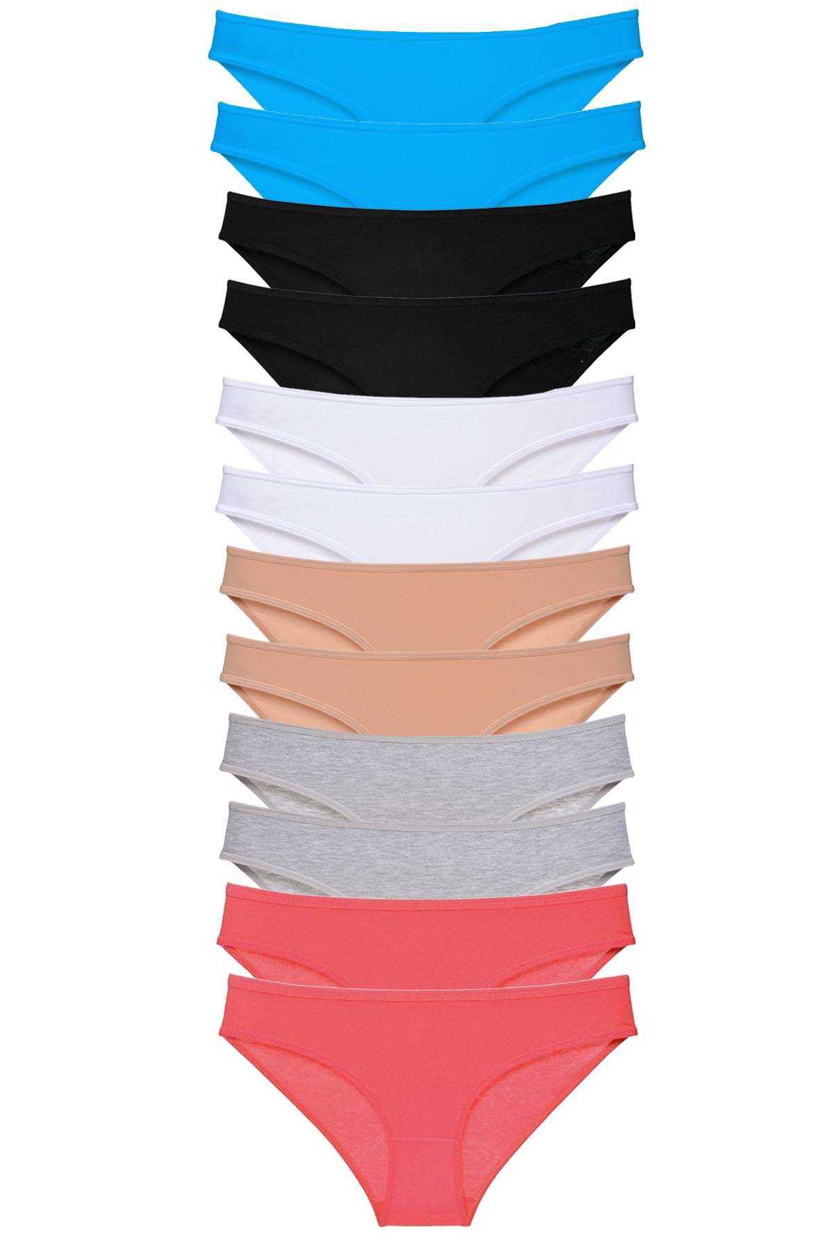 12 Adet Eko Set Likralı Kadın Slip Külot Çok Renkli 6 görsel 1