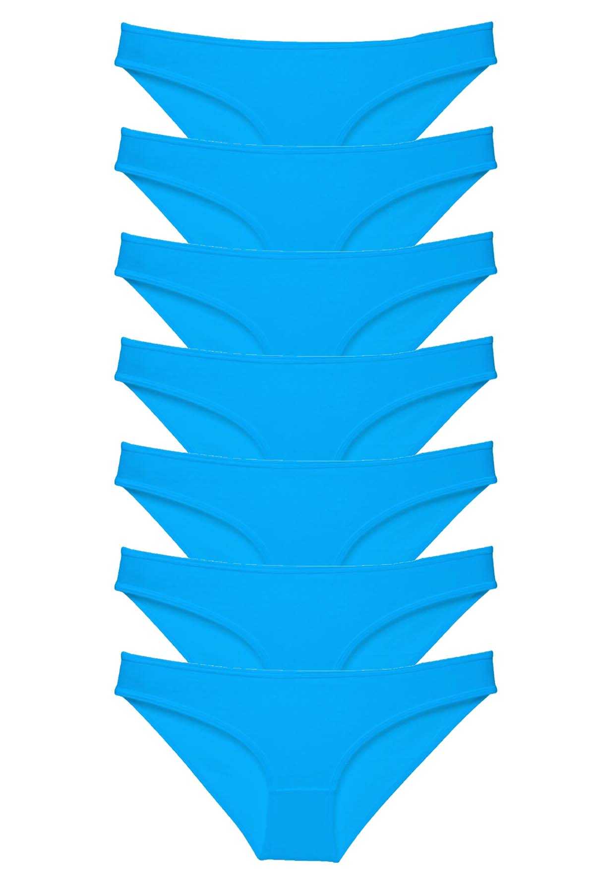 7 Adet Süper Eko Set Likralı Kadın Slip Külot Mavi görsel 1