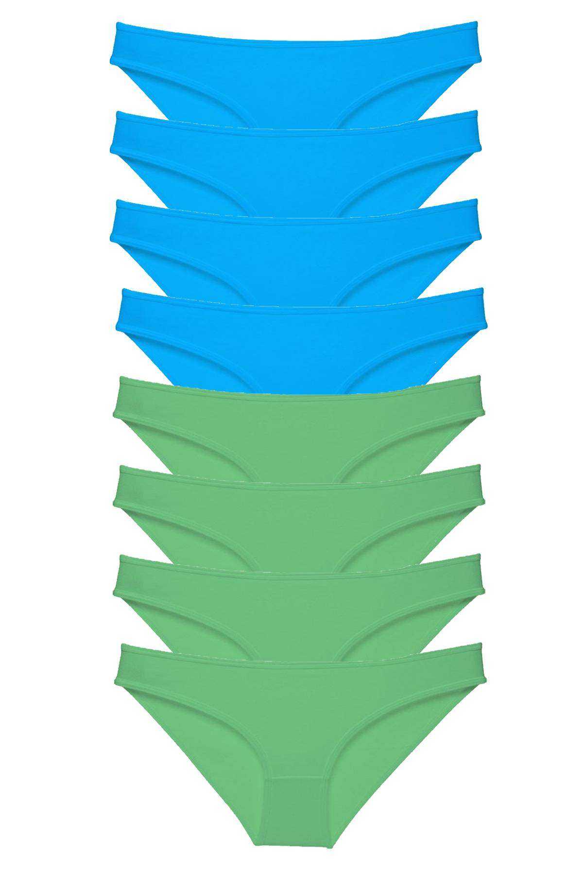 8 Adet Süper Eko Set Likralı Kadın Slip Külot Yeşil Ve Mavi görsel 1