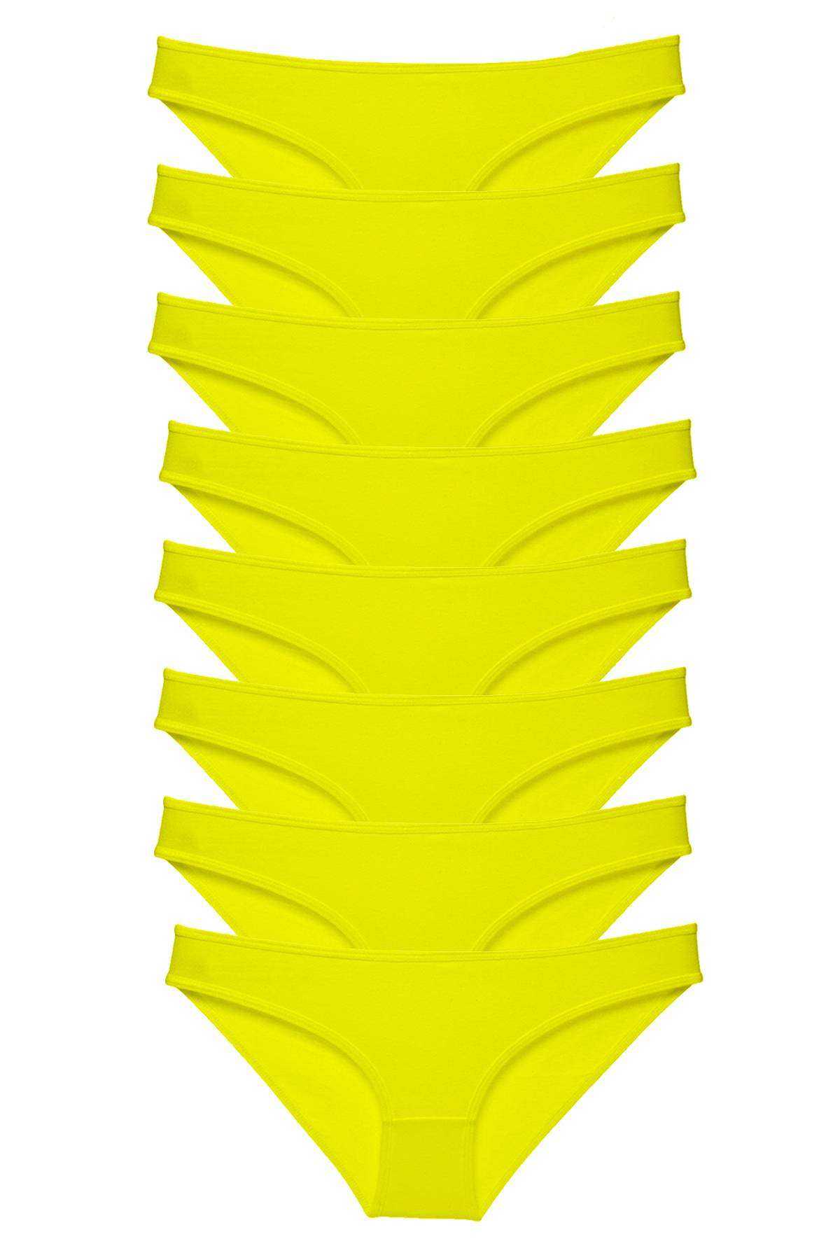 8 Adet Süper Eko Set Likralı Kadın Slip Külot Sarı görsel 1