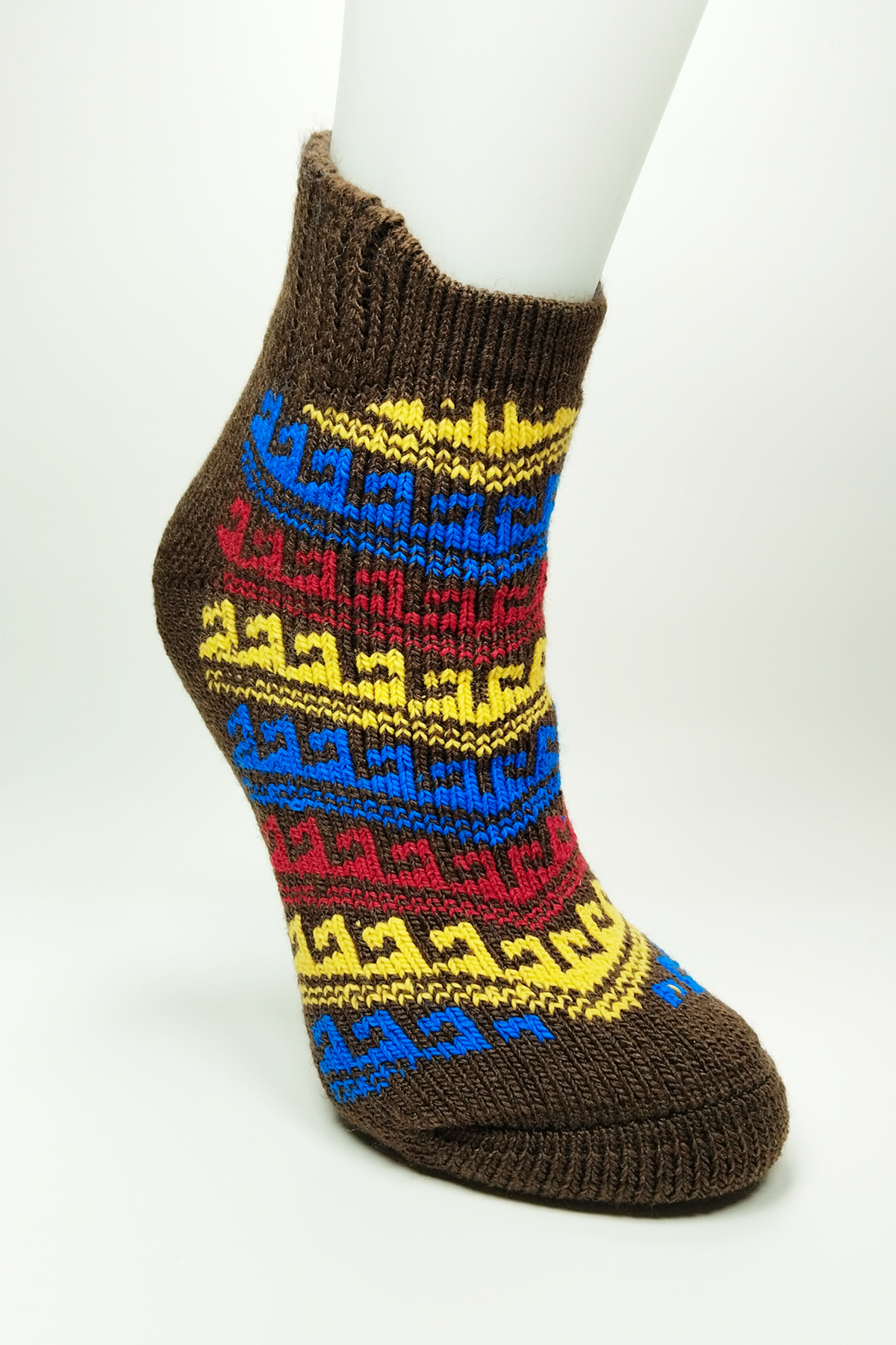 Kalın Kışlık Kadın Soket Çorap Yünlü Havlu Ev Giyim Patik Desen 1 Kahve görsel 1