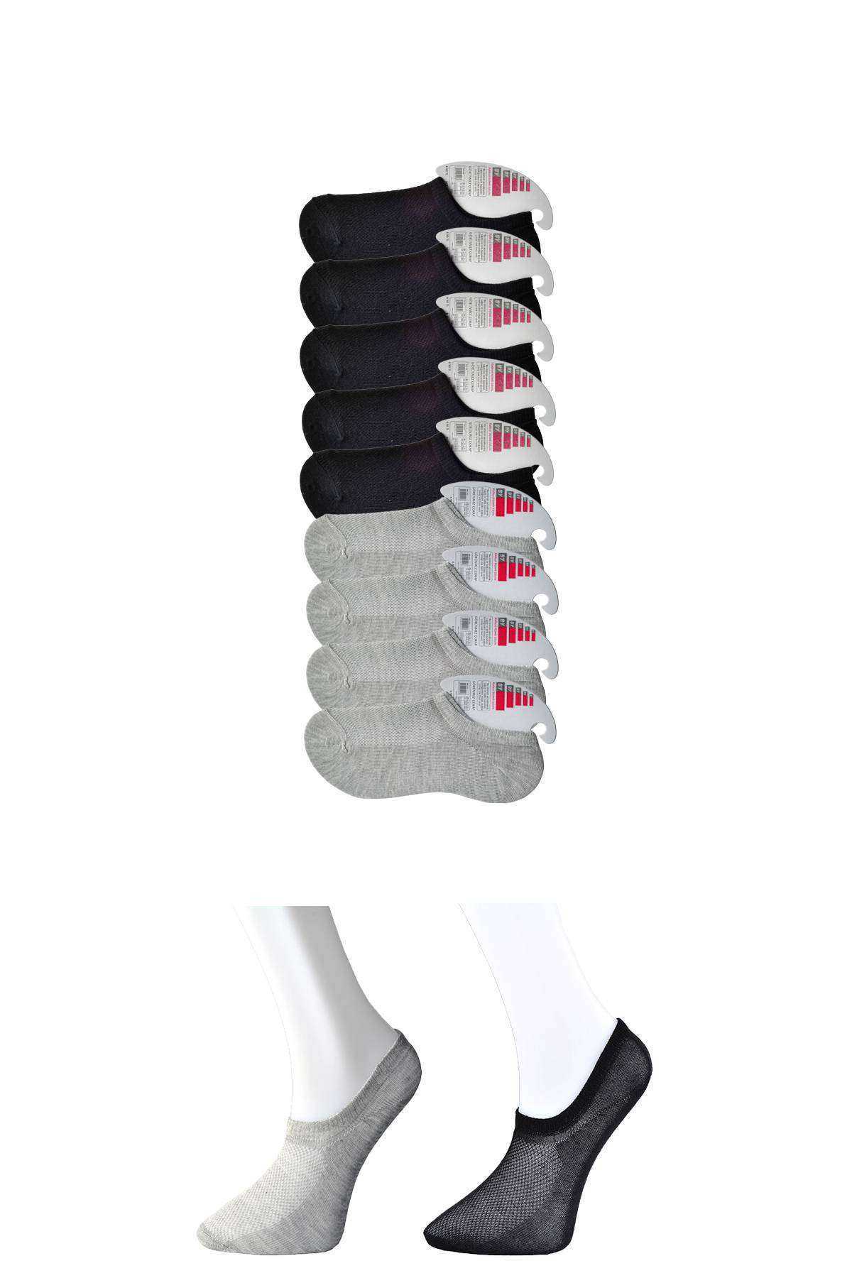 Siyah Ve Gri Kadın Görünmez Çorap 9 Çift görsel 1