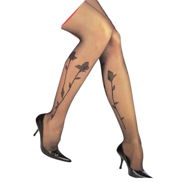 Penti Anemon Çiçek Desenli Siyah Külotlu Çorap görsel 1